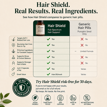GLP-1 SOS™ Hair Shield — Keep the Weight Loss AND Your Hair | 3-in-1 Nutritional Hair Support